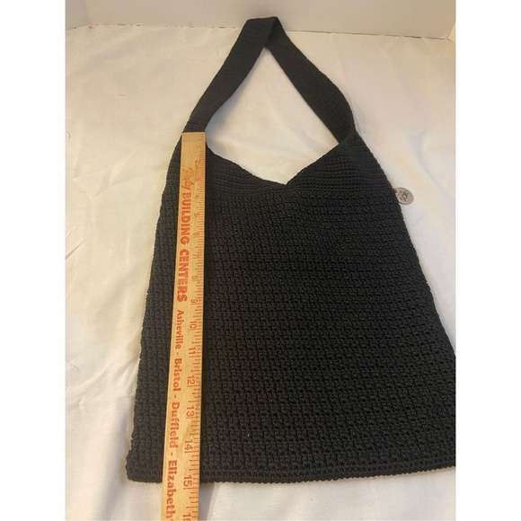 The SAK black crochet shoulder bag  snap 11.5x15" - Picture 4 of 7